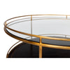 round coffee table glass black leather gold embossed casters