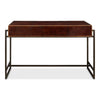 brown leather brass 3-drawer desk iron frame