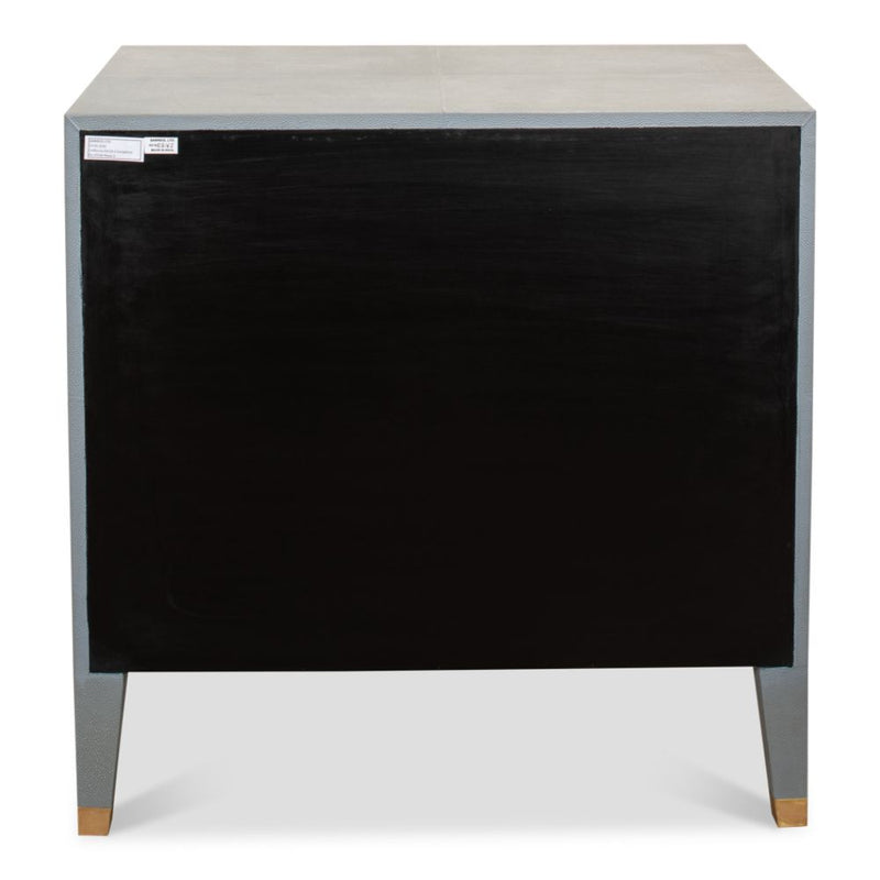 night chest 2-drawer grey shagreen leather gold trim
