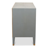 night chest 2-drawer grey shagreen leather gold trim