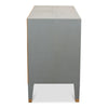 night chest 2-drawer grey shagreen leather gold trim