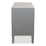 night chest 2-drawer grey shagreen leather gold trim