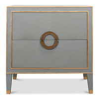 night chest 2-drawer grey shagreen leather gold trim