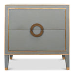 night chest 2-drawer grey shagreen leather gold trim