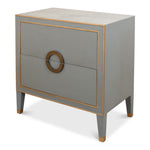 night chest 2-drawer grey shagreen leather gold trim