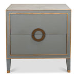 night chest 2-drawer grey shagreen leather gold trim