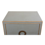 night chest 2-drawer grey shagreen leather gold trim