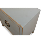 night chest 2-drawer grey shagreen leather gold trim