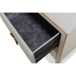 night chest 2-drawer grey shagreen leather gold trim
