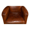 brown leather lounge chair nail heads