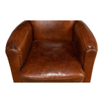 brown leather lounge chair nail heads