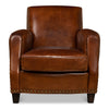 brown leather lounge chair nail heads