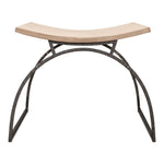 beige stool bench black iron frame