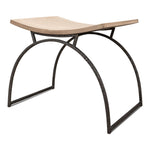 beige stool bench black iron frame