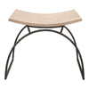 beige stool bench black iron frame