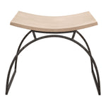 beige stool bench black iron frame