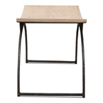 beige stool bench black iron frame