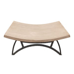 beige stool bench black iron frame