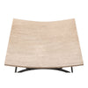beige stool bench black iron frame