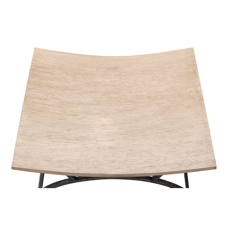 beige stool bench black iron frame