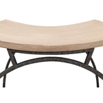 beige stool bench black iron frame