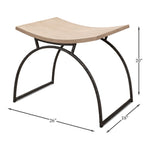 beige stool bench black iron frame