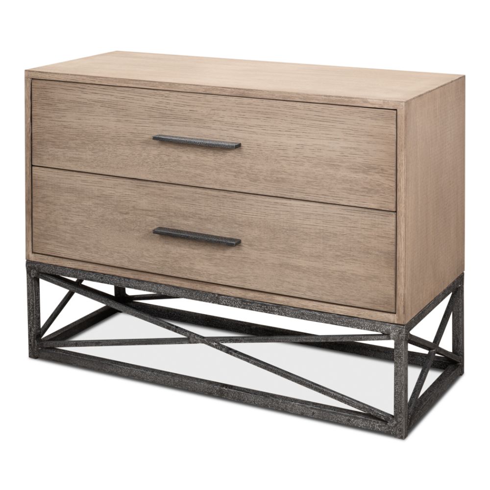 2-drawer chest contemporary pine iron base