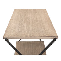 pine veneer hand forged iron pine finish side table