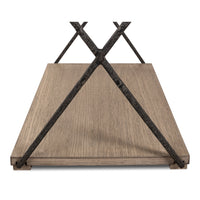 pine veneer hand forged iron pine finish side table