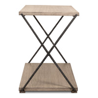 pine veneer hand forged iron pine finish side table