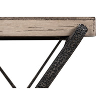 pine veneer hand forged iron pine finish side table