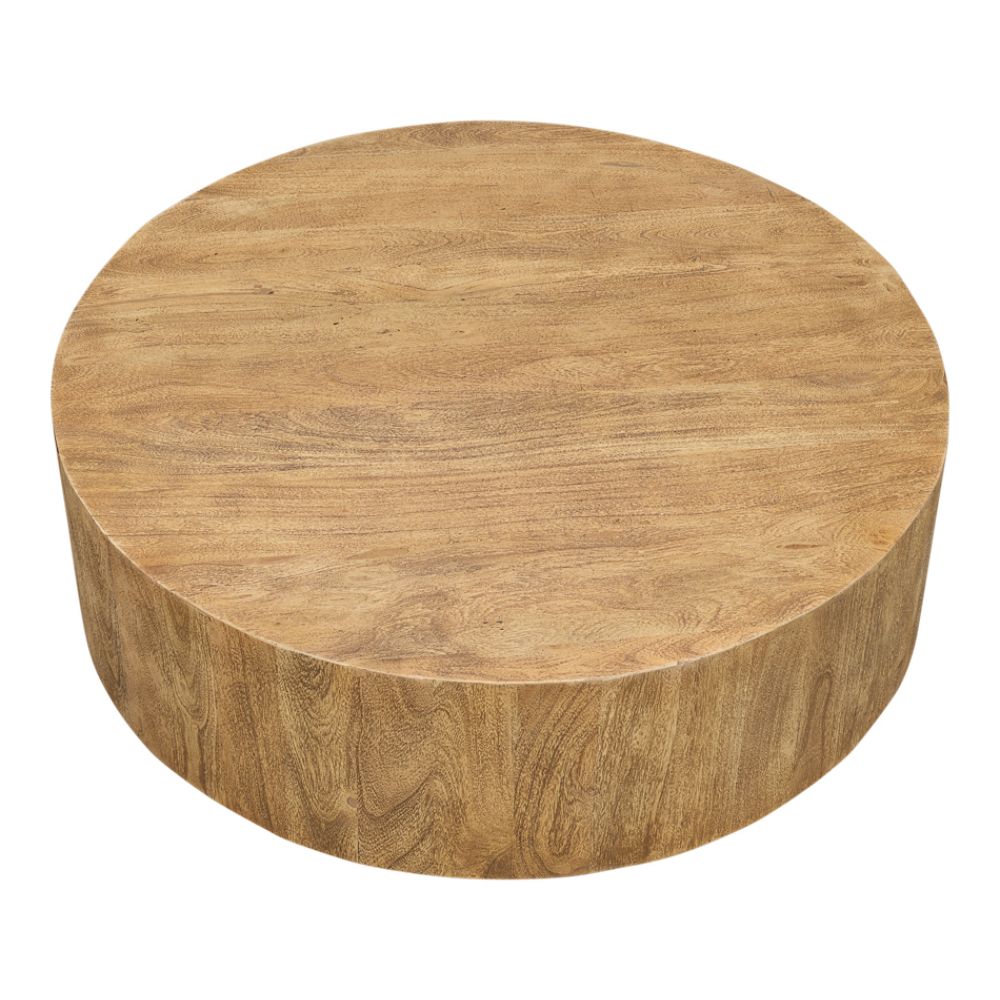 round coffee table two hidden drawers tan wheat finish