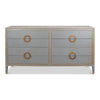 chest 8 drawers gray shagreen leather brass trim drawer pulls