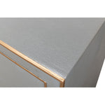 chest 8 drawers gray shagreen leather brass trim drawer pulls