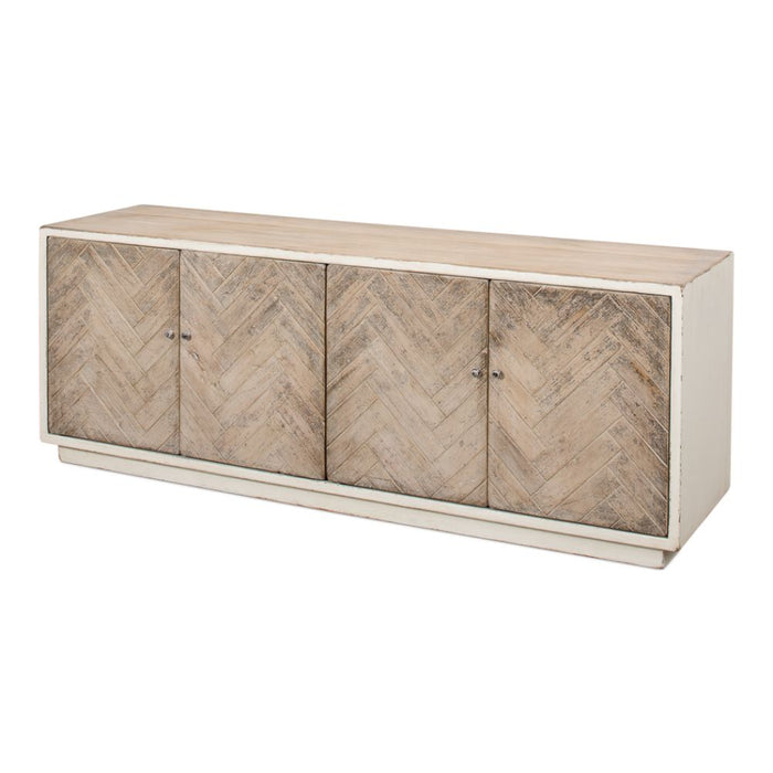 rustic white natural TV stand