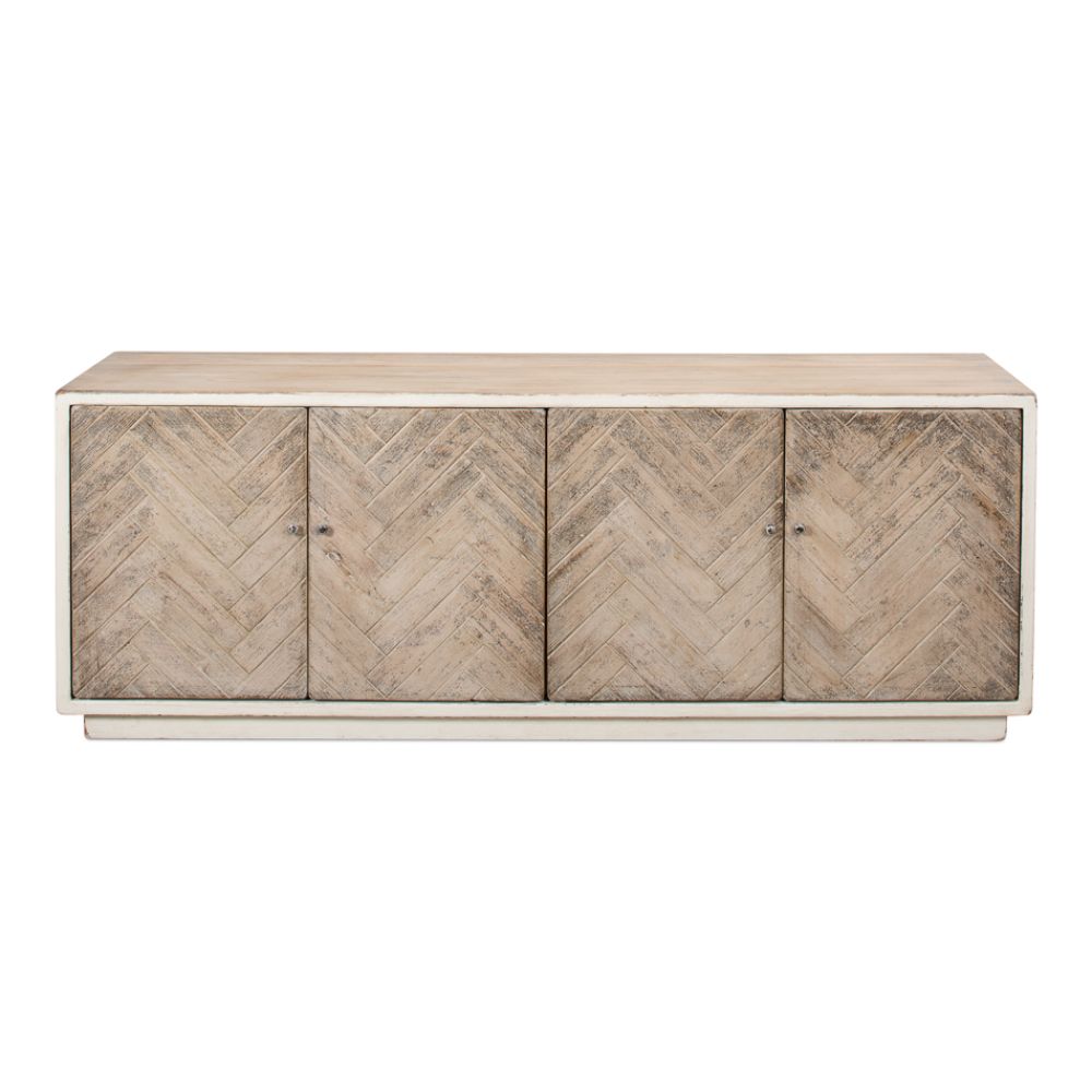 rustic white natural TV stand