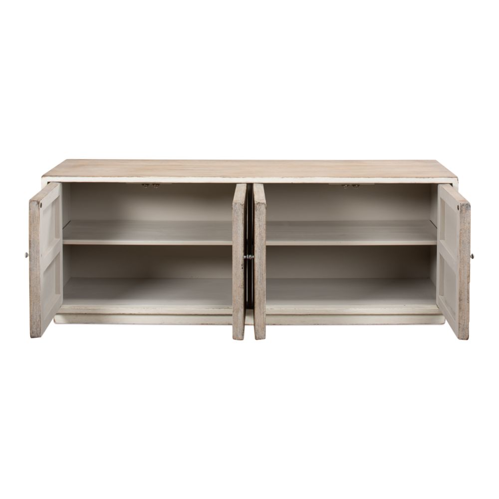 rustic white natural TV stand