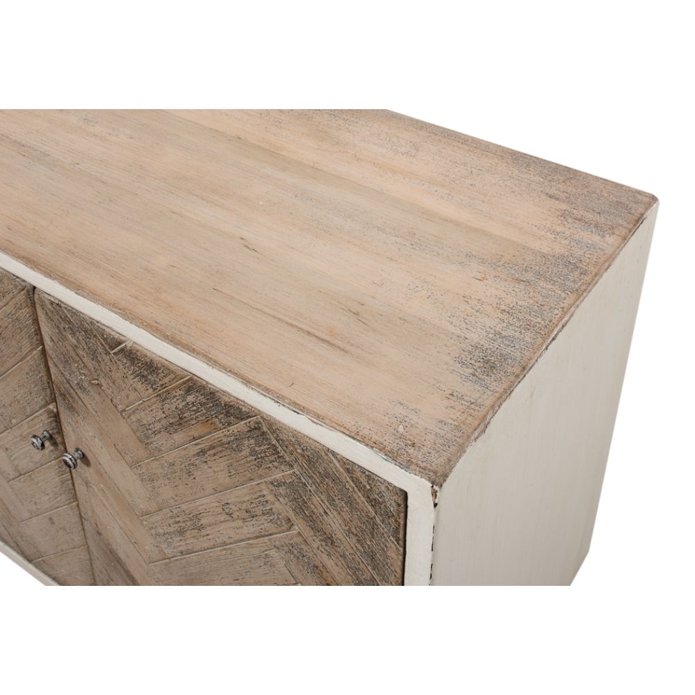 rustic white natural TV stand