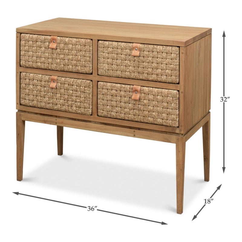 chest drawers 4 wood driftwood finish woven
