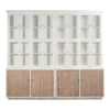 large bookcase display cabinet antiqued white distressed natural weather doors