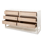 distressed white natural 6-drawer sideboard dresser