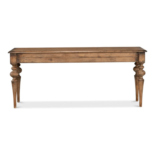 console table turned legs brown finish