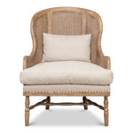 white wash oak frame caning natural linen cushions wing back chair