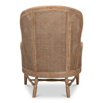 white wash oak frame caning natural linen cushions wing back chair