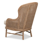 white wash oak frame caning natural linen cushions wing back chair