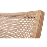 caned back white washed oak frame chair padded cream cushioned seat supportive back pillow
