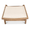 caned back white washed oak frame chair padded cream cushioned seat supportive back pillow
