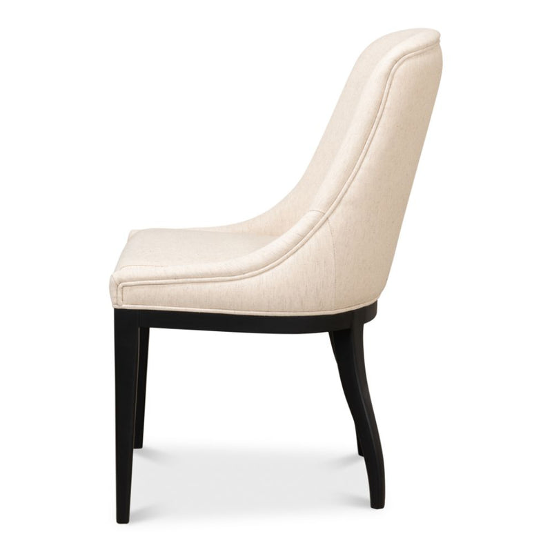 dining chair beige upholstered black wood legs