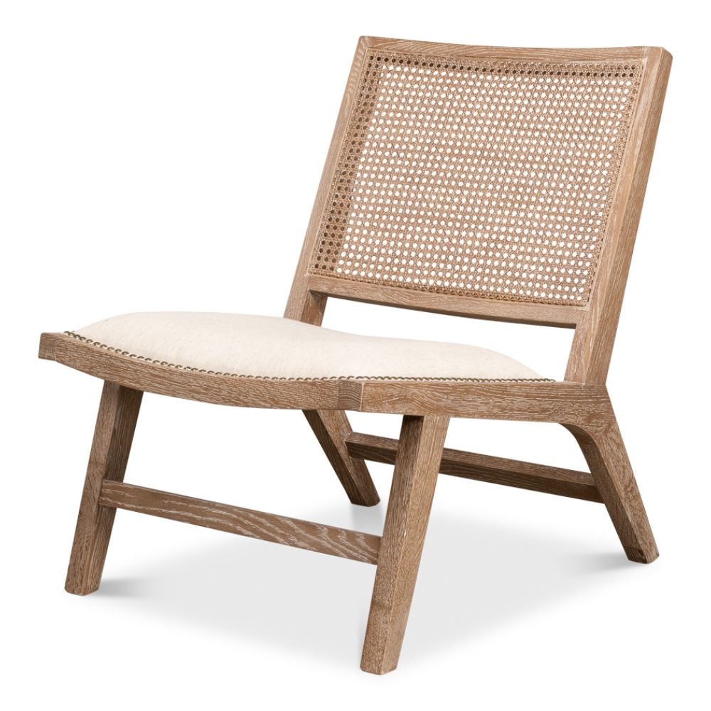 cane back white washed oak frame chair padded cream cushioned seat