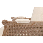 white wash oak frame caning natural linen cushions armchair